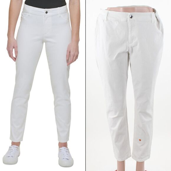 Calvin Klein Stretch Cotton Twill Pants in Soft White - Picture 1 of 6